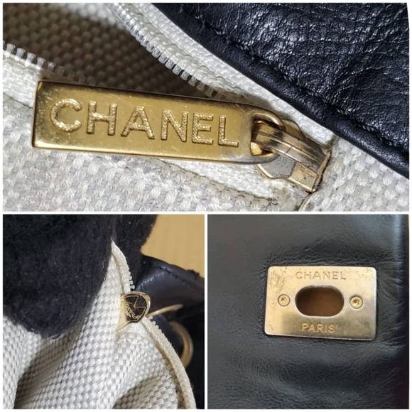 Authentic CHANEL Calfskin Quilted Retro Chain Accordion Flap Black - Picture 5 of 12